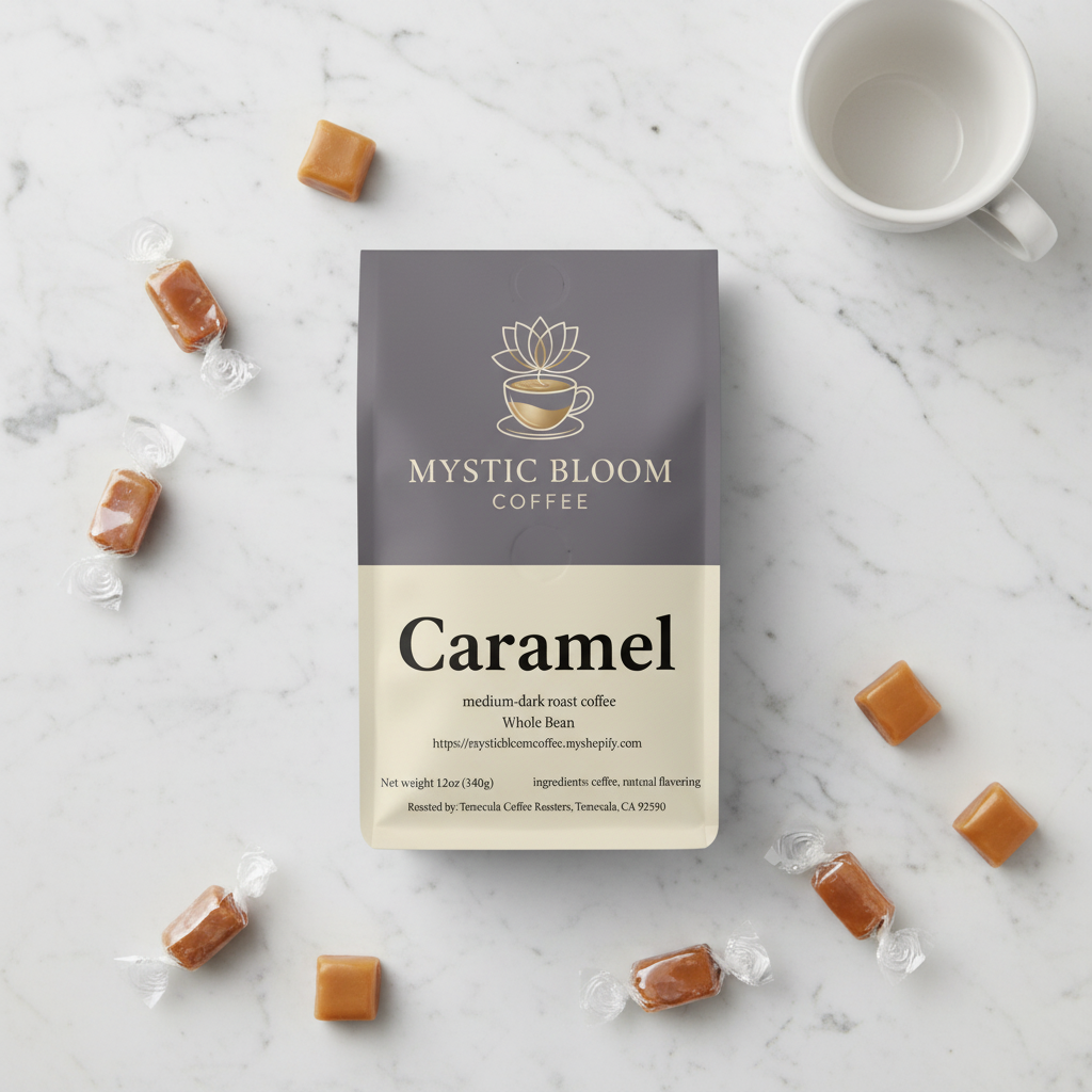 Caramel bag flat lay